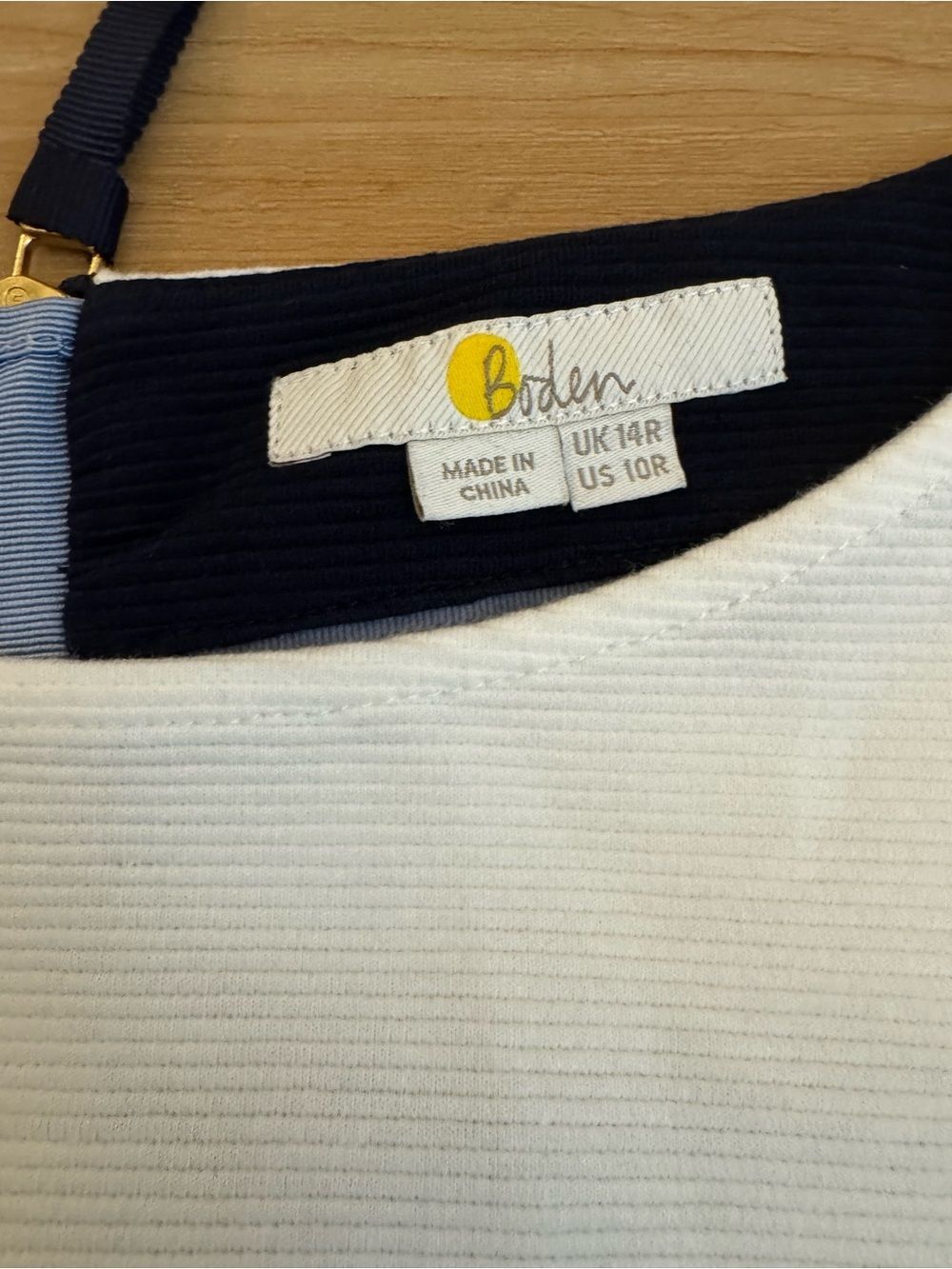 Boden Colorblock Short Sleeve Blue White Midi Shift Dress Size 10 - Picture 3 of 5